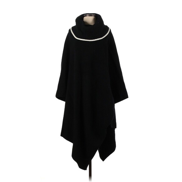 ZARA Black Oversized Knit Cape Turtle Neck Long Cape - S - Picture 1 of 2
